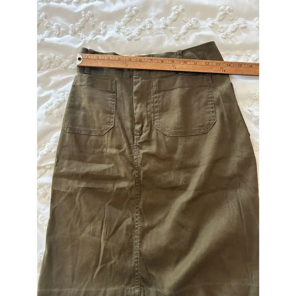 Maeve Anthropologie Women's Colette Mini Skirt Olive Green Stretch Size XS